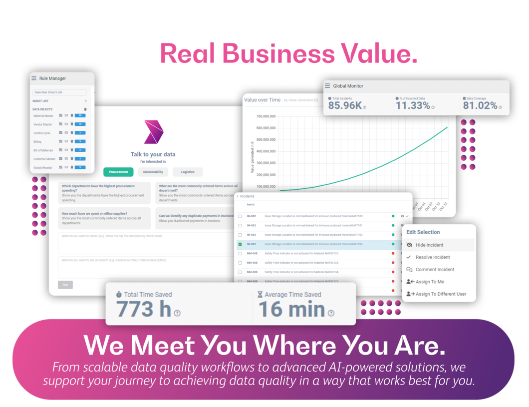 Transform Frustrating Data Challenges Into Real Business Value with an Intelligent Data Cleaner. Effortless Data Quality with AI-Powered Data Cleaning.