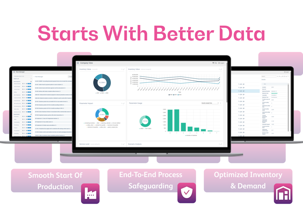 Data Quality Navigator helps logistics, manufacturing, and production teams improve operations through clean and accurate master data. Our AI-powered data quality solution validates and corrects key data such as material masters, bill of materials (BOM), routing data, plant and storage location information, and transportation routes. Companies using SAP, Oracle, or Microsoft Dynamics benefit from automated data validation that reduces errors in supply chain planning, production scheduling, and warehouse management. By cleansing logistics and production data, you eliminate disruptions caused by incorrect materials, invalid routes, or missing data in manufacturing and distribution processes. Whether supporting global supply chain operations, lean manufacturing, or smart factory initiatives, Data Quality Navigator ensures your operational data is correct, complete, and reliable enabling streamlined logistics, optimized production, and lower operational costs.